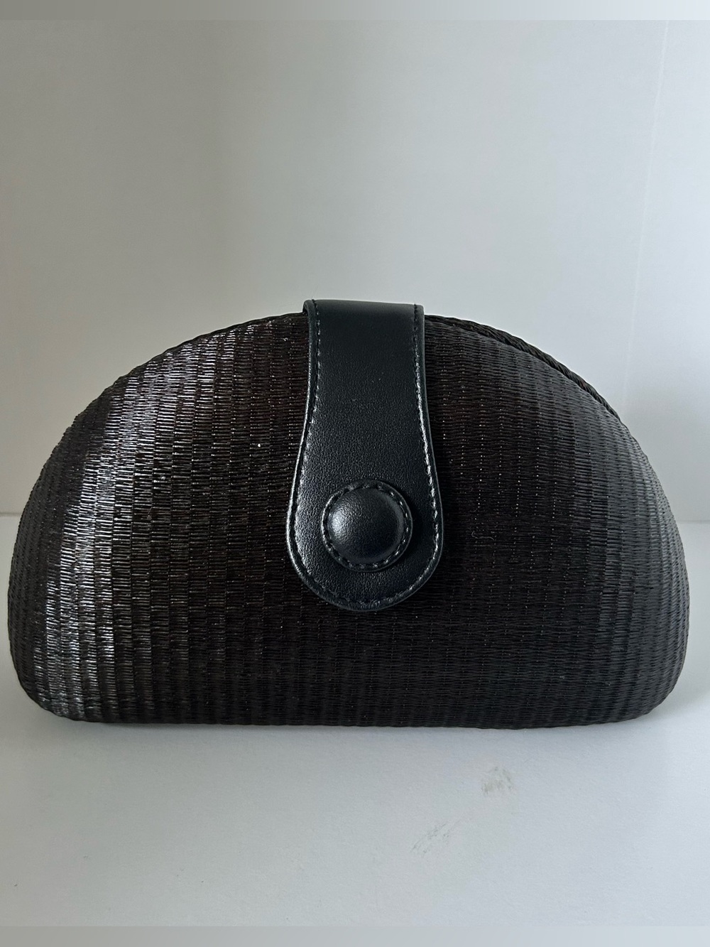 Le Sac Woven Dome Clutch with Snap-Tab